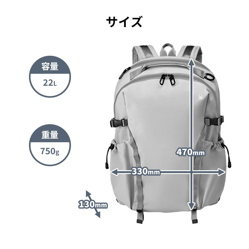 【正規販売】MILESTO ミレスト LIKID リキッド MLS855 サイドバックルバックパックL バックパック 撥水 はっ水 防水 22L リュック 軽量 旅行 ビジネス 通勤 ブラック グレー 通学 ギフト プレゼント メンズ レディース ブランド グッドデザイン賞 キャリーオン PC収納