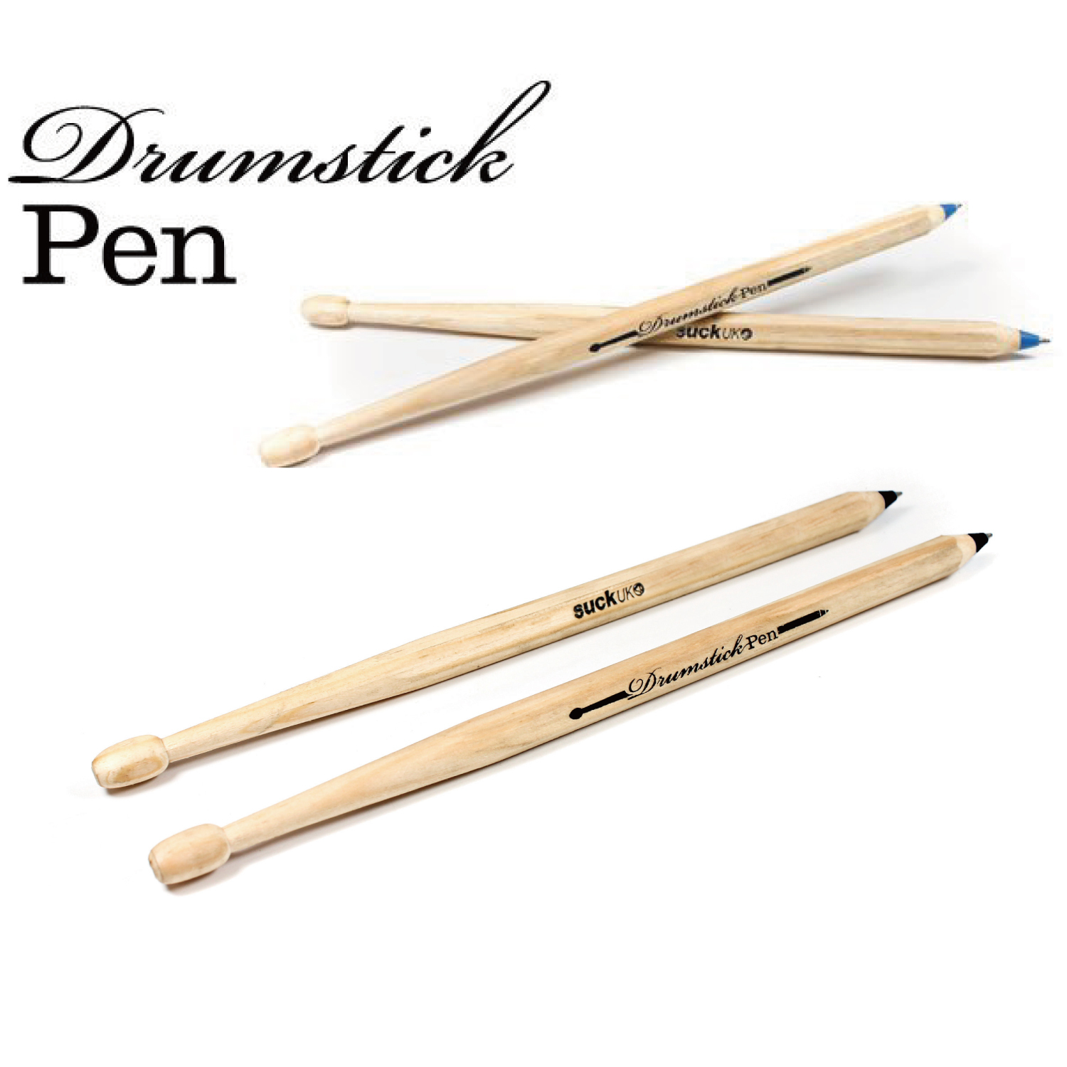 SUCK UK ドラムスティックペン（ドラムスティック型 ボールペン 2本入）「Drumstick pen」イギリス サックユーケー  ◇
