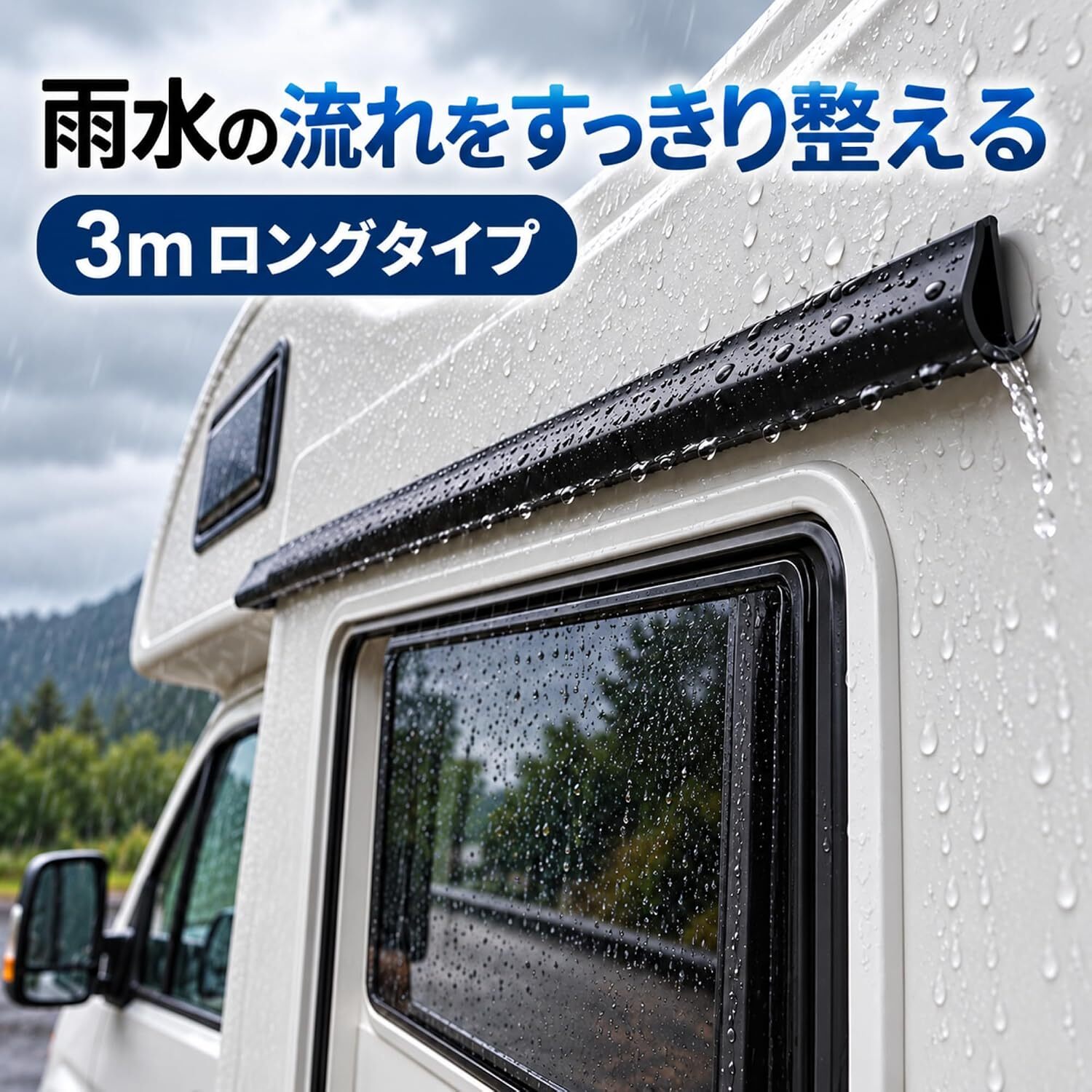雨どい 排水溝 3m 雨水ガイド 水切りモール 粘着式 ホワイト ブラック カット可能 柔軟性 J字型 排水レール 水滴誘導 雨水対策 窓枠 ベランダ 玄関 ドア周り 屋外 DIY 取り付け簡単 LB0HMC56DP6