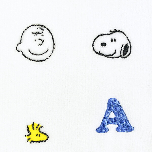 スヌーピー ミニタオル アイコン(A) イニシャル アイボリー ハンカチ SNOOPY