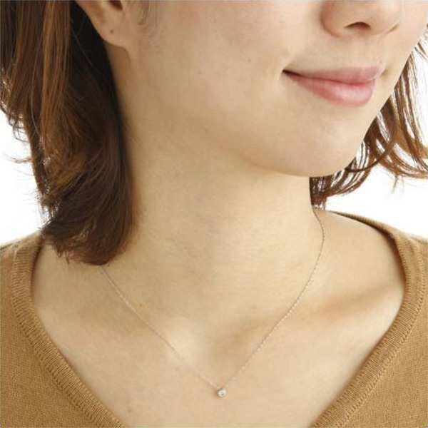 プラチナ Pt900 ダイヤモンド ペンダント ネックレス 0.1ct フクリン留め 一粒ダイヤ 鑑別カード付 シンプル アクセサリー レディース スキンジュエリー ギフト プレゼント