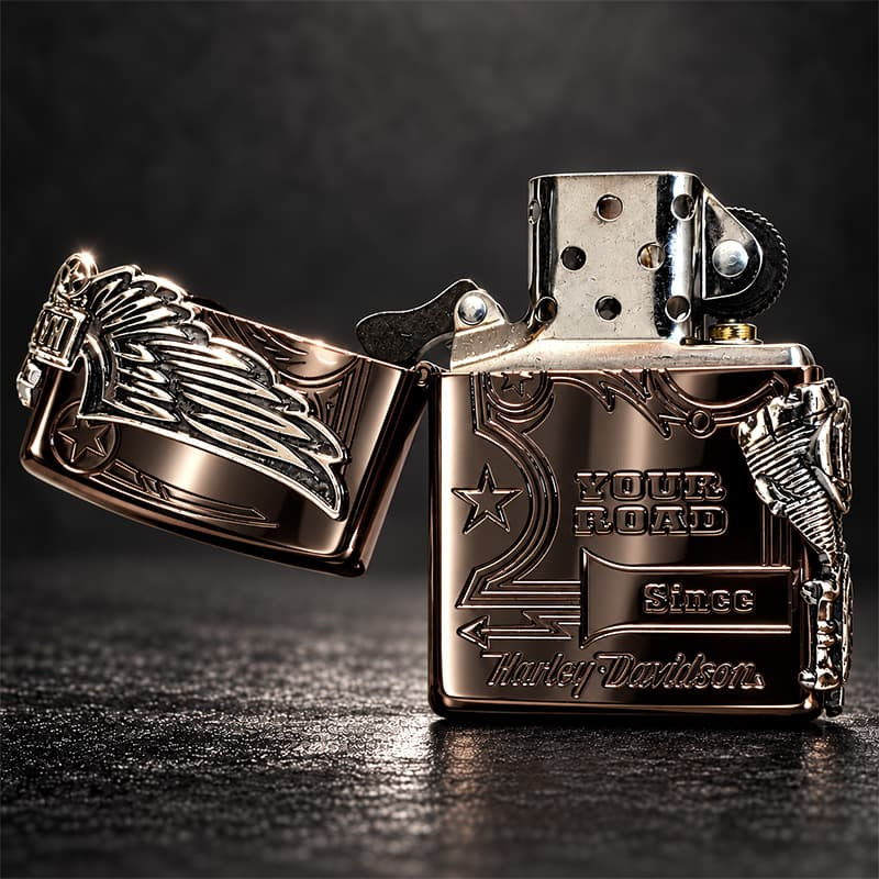 ZIPPO ライター ハーレー ダビッドソン ジッポ チョコブラウン チタン加工 3面大型メタル イーグル HARLEY-DAVIDSON 日本国内限定モデル かっこいい ギフト