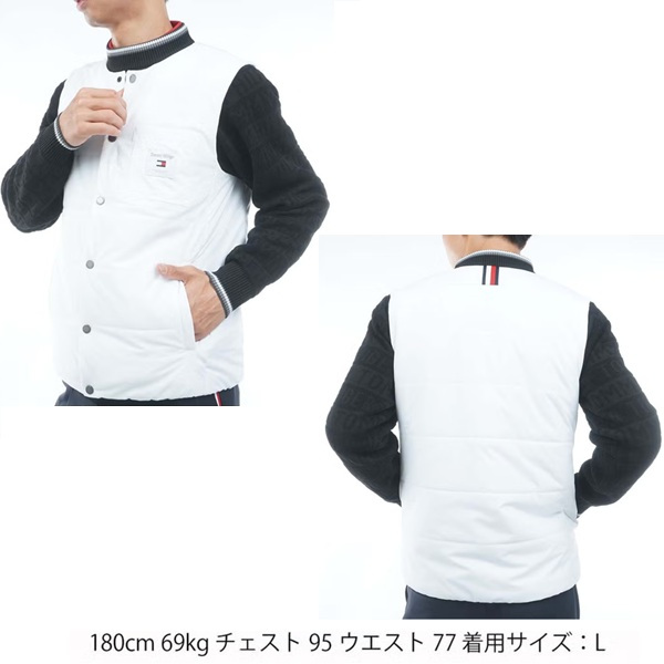 トミーヒルフィガー ゴルフ メンズ ノーカラー 中綿ベスト TOMMY HILFIGER THMA674 2026年秋冬モデル お誕生日祝い お祝い 記念品 お父さん 父の日 彼氏 男性 30代 40代 50代 60代  還暦祝い 敬老の日 人気プレゼント プレゼント