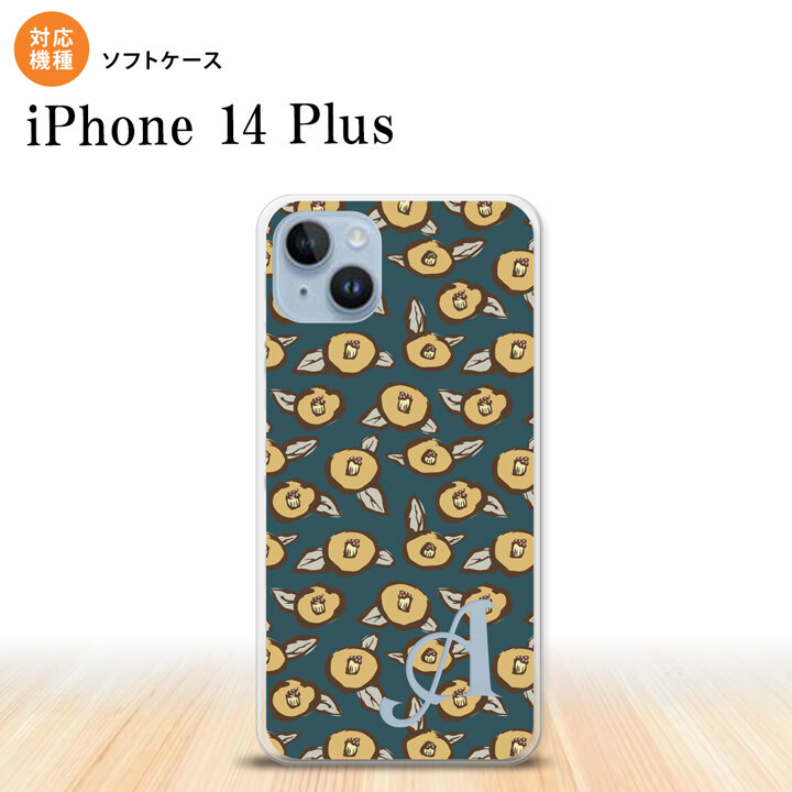 iPhone14 plsu iPhone14 plsu スマホケース 背面ケースソフトケース つばき 紺 +アルファベット 2022年 10月発売 nk-i14pl-tp1703i