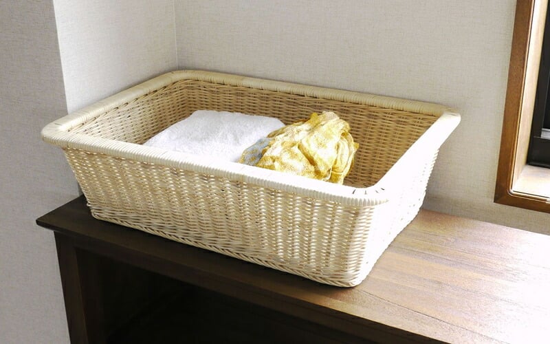 脱衣かご 脱衣カゴ バスケット 抗菌 樹脂製 ポリプロピレン ラタン風 業務用 ホテル 旅館 温泉 脱衣所 脱衣場 洗面所 ランドリー インテリア テイスト 雑貨?