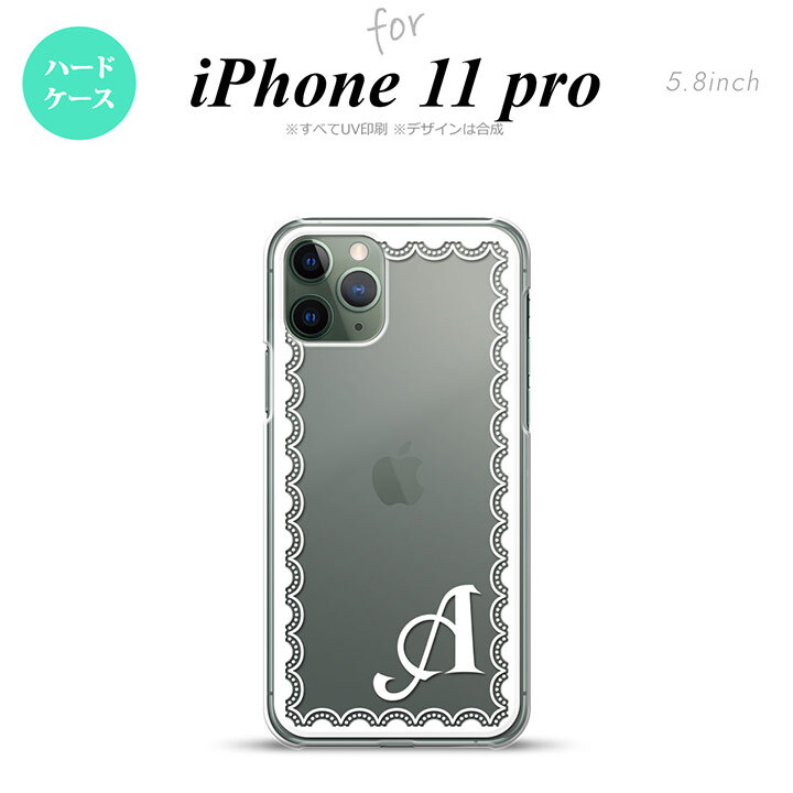 iPhone11Pro iPhone11 Pro スマホケース ハードケース レース 白 +アルファベット メンズ レディース nk-i11p-361i