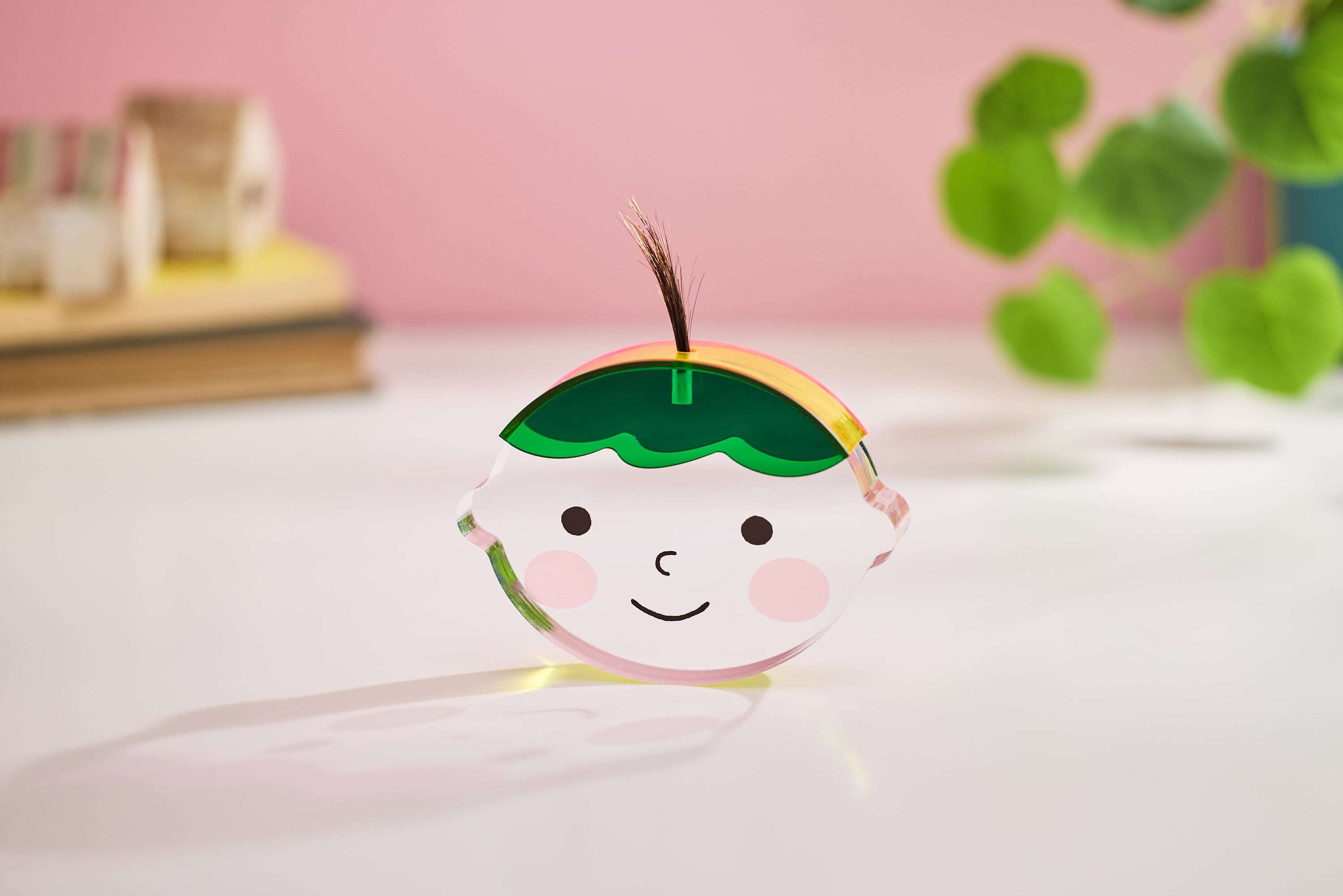 アクリルkittoko【B】(green × yellow × pink) ファーストヘア ファーストカット 出産祝い お誕生日 ギフト プレゼント