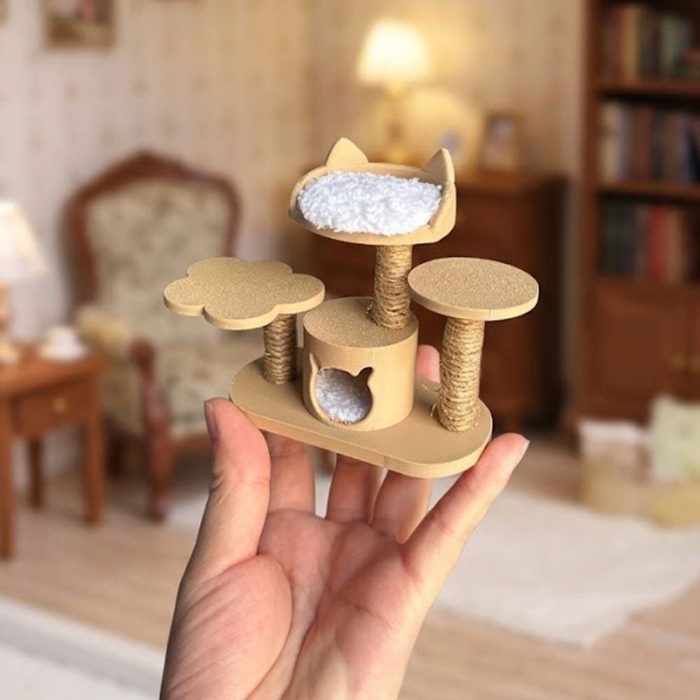 ミニチュア キャットタワー 3Dプリント 組み立て式 DIY 猫 ドールハウス 家具 1/12スケール OB11 人形用 インテリア 小物 撮影道具 ジオラマ 装飾 かわいい