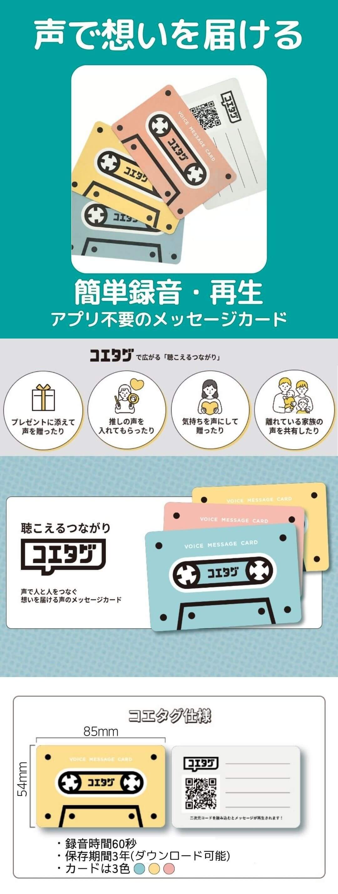 声のメッセージカード「コエタグ」