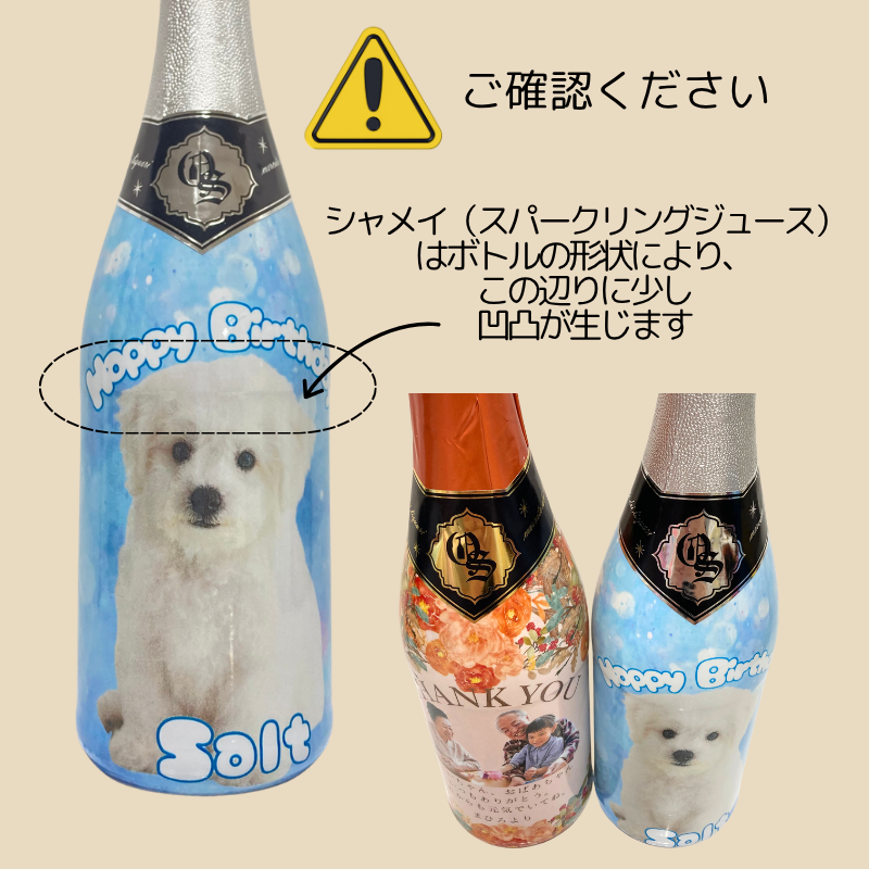 名入れ オリジナルボトル  スパークリングジュース(白ブドウ／赤ブドウ／りんご) 750ml 写真切抜加工 文字入れ 名入れ 名前入り 写真入り ジュース オリジナルジュース 内祝 お祝い 妊婦さんやお子様にも♪