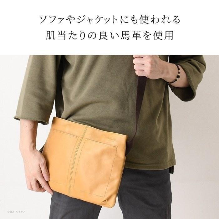 軽量 サコッシュ ショルダーバッグ 本革 レザー バッグ 日本製 コンパクト 薄マチ メンズ メンズ