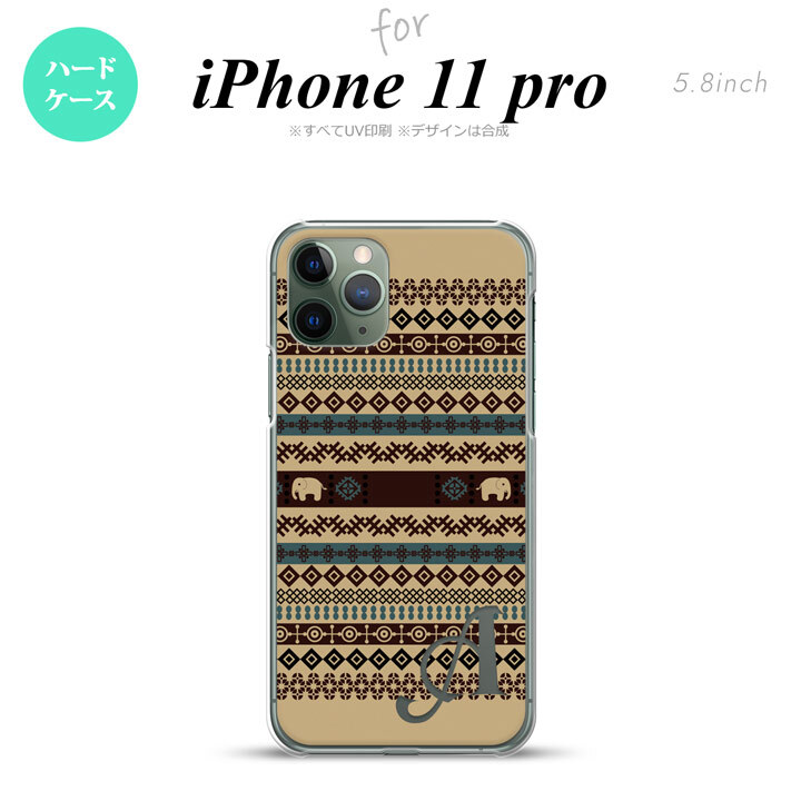 iPhone11Pro iPhone11 Pro スマホケース ハードケース エスニック ゾウ ベージュ ブルー +アルファベット メンズ レディース nk-i11p-1572i
