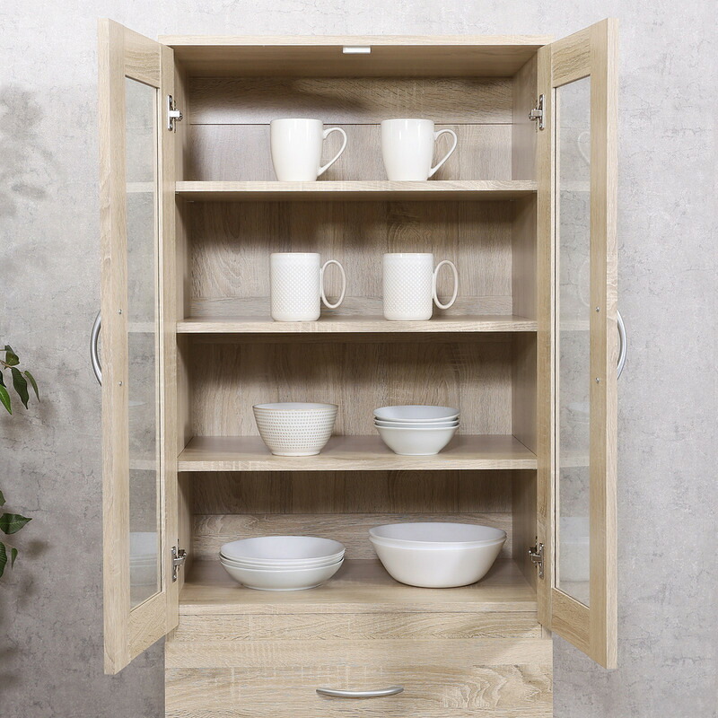 ハイキッチンキャビネット 180*60 オーク オーク・オークホワイト 2色展開 キッチン収納 食器棚 レンジ台 省スペース おしゃれ シンプル 新生活 家具 インテリア 不二貿易