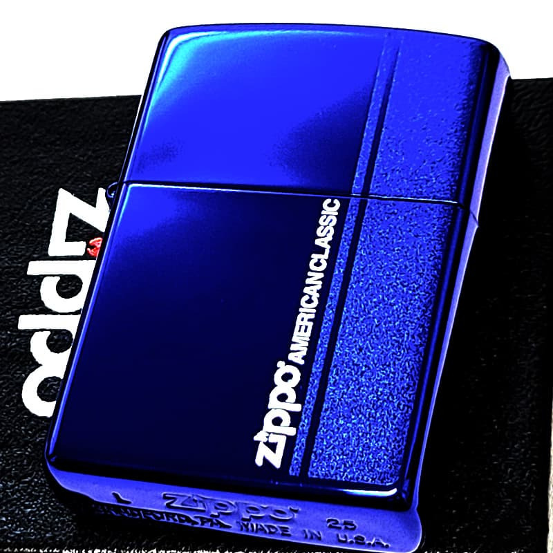 ZIPPO スマートライン イオンブルー ジッポ ライター ロゴ 青 かっこいい シンプル メンズ おしゃれ ギフト プレゼント