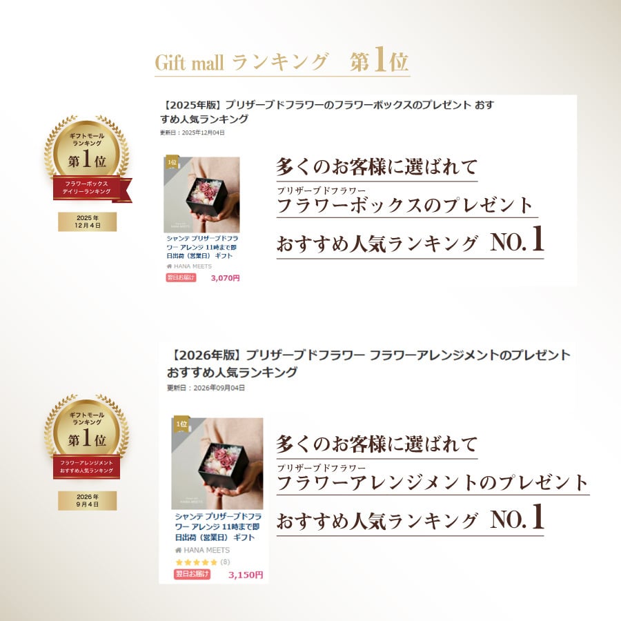 シャンテ プリザーブドフラワー アレンジ 11時まで即日出荷（営業日）  ギフト プレゼント 誕生日 贈り物 おしゃれ ボックス BOX 母の日 結婚式 結婚記念日 結婚祝い お祝い 発表会 送別 退職 卒業 記念 開店 新築 お返し 送料無料 ハナミーツ