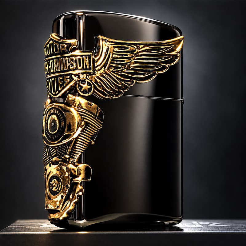 ジッポ ライター ハーレー ダビッドソン ZIPPO ブラック チタン加工 かっこいい 3面大型メタル イーグル HARLEY-DAVIDSON 日本国内限定モデル ジッポー ギフト