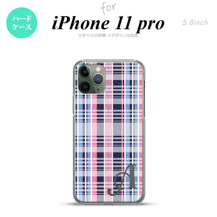 iPhone11Pro iPhone11 Pro スマホケース ハードケース チェック B ピンク 青 +アルファベット メンズ レディース nk-i11p-440i
