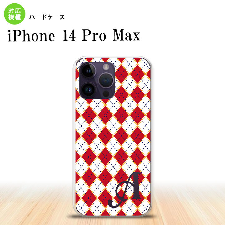 iPhone14 ProMax iPhone14 Pro Max スマホケース 背面ケース ハードケース アーガイル 赤 青 +アルファベット 2022年 9月発売 nk-i14pm-1403i