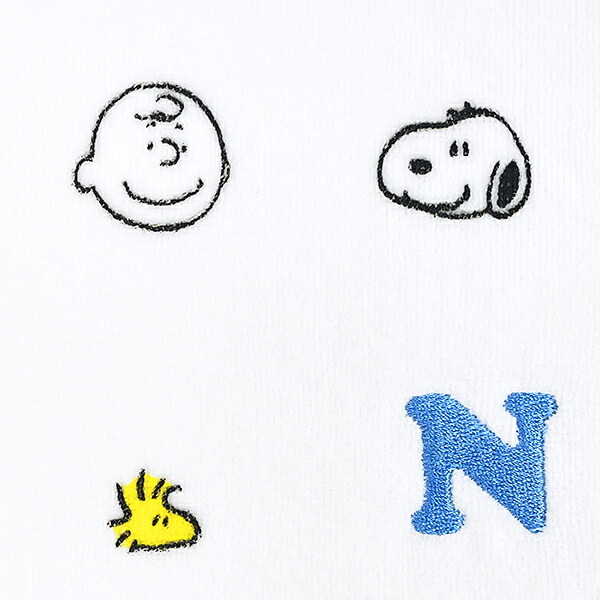 スヌーピー ミニタオル アイコン(N) イニシャル アイボリー ハンカチ SNOOPY