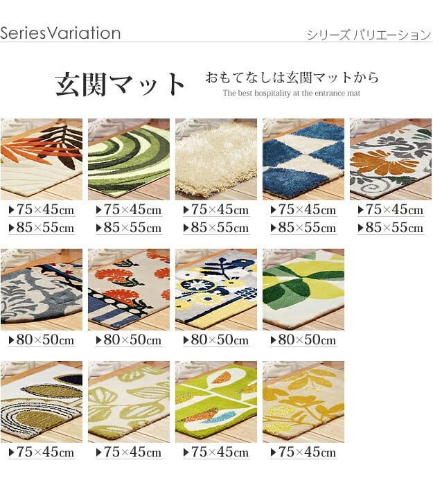 玄関マット 室内 洗える 玄関マット 〔エルブ〕 75x45cm 屋内 長方形 柄 おしゃれ エントランスマット マット ラグマット ウォッシャブル 滑り止め 防ダニ スミノエ 日本製