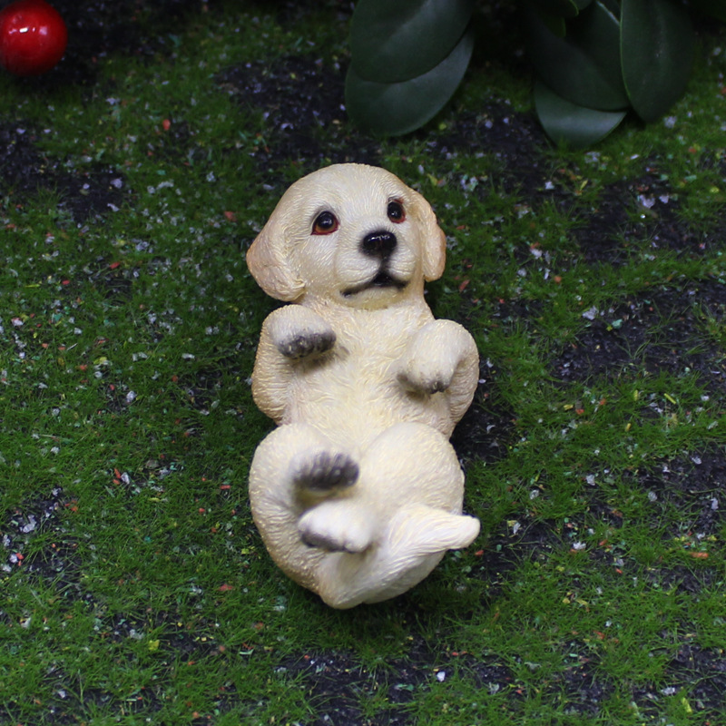 ゴールデンレトリバー 置物 子犬 リアル かわいい ミニチュア 犬 オブジェ 樹脂製 アニマル インテリア 雑貨 ガーデン 卓上 玄関 飾り デスク 車内 誕生日 プレゼント ギフト