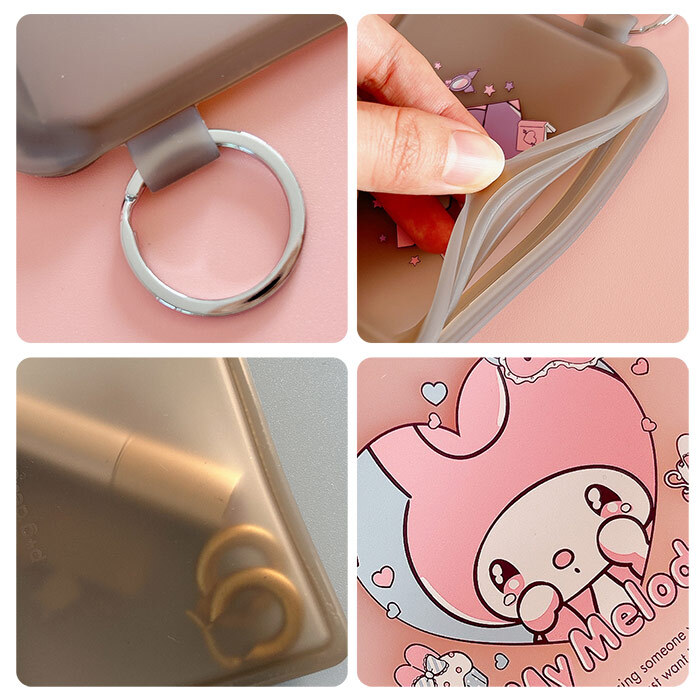 シリコンミニポーチ FLAPPO フラッポ サンリオ SANRIO 甘えんぼ ナミダ フラット ポーチ ミニ カードケース リップ ミニサイズ クロミ KUROMI キャラ 子供 クリア シリコン  シリコン製 マチ無し シンプル パステルカラー 女の子 レディース