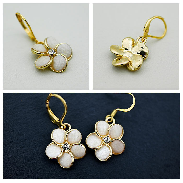 ピアス 金属アレルギー対応フック ステンレス 揺れる 花 フラワー レディース ピンクベージュ ゴールドカラー オフィス 片耳 1個売り