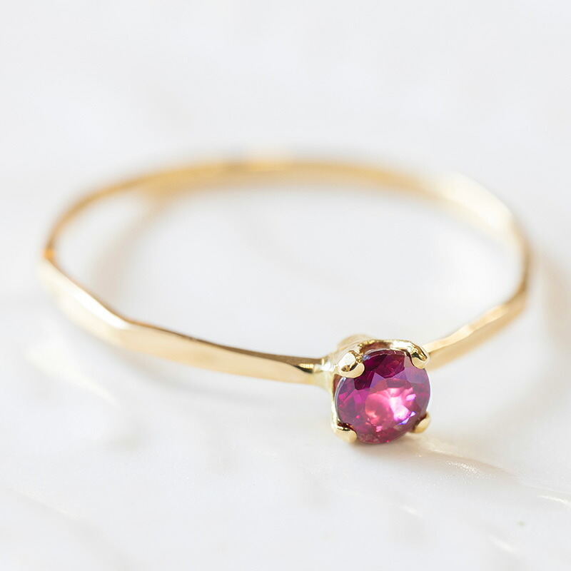  当店厳選 ルビー Ruby Fine Ring 18金 K18 リング 指輪 ルビー 極細リング 華奢リング 細リング ピンキーリング 18金リング ルビーリング 地金リング 誕生日 プレゼント ギフト