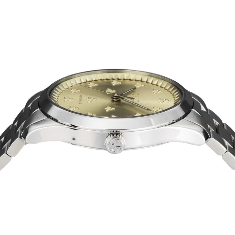 グッチ 腕時計 メンズ Gタイムレス 1本限り 自動巻き 42mm イエローゴールド シルバー 蜂 ビー GUCCI G-Timeless スイス製 サファイアガラス プレゼント ギフト 成人 卒業 入学