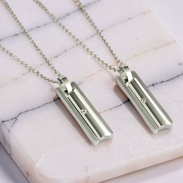 【レーザー刻印対応】ペアネックレス ネックレス 逆甲丸 刻印 名入れ ユニセックス 金属アレルギー ジルコニア シルバー プレート ペアペンダント メンズ レディース 男性 女性 カップル 2個セット ギフト つけっぱなし