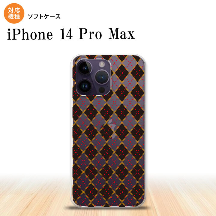 iPhone14 ProMax iPhone14 Pro Max スマホケース 背面ケースソフトケース アーガイル クリア 黒 2022年 9月発売 nk-i14pm-tp1402