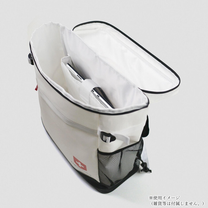 防災リュック ホワイト 13-6185-01 非常用持ち出し袋 大容量 撥水 ターポリン素材 止水ファスナー ノートPC収納 通勤 通学 アウトドア キャンプ 旅行 バックパック