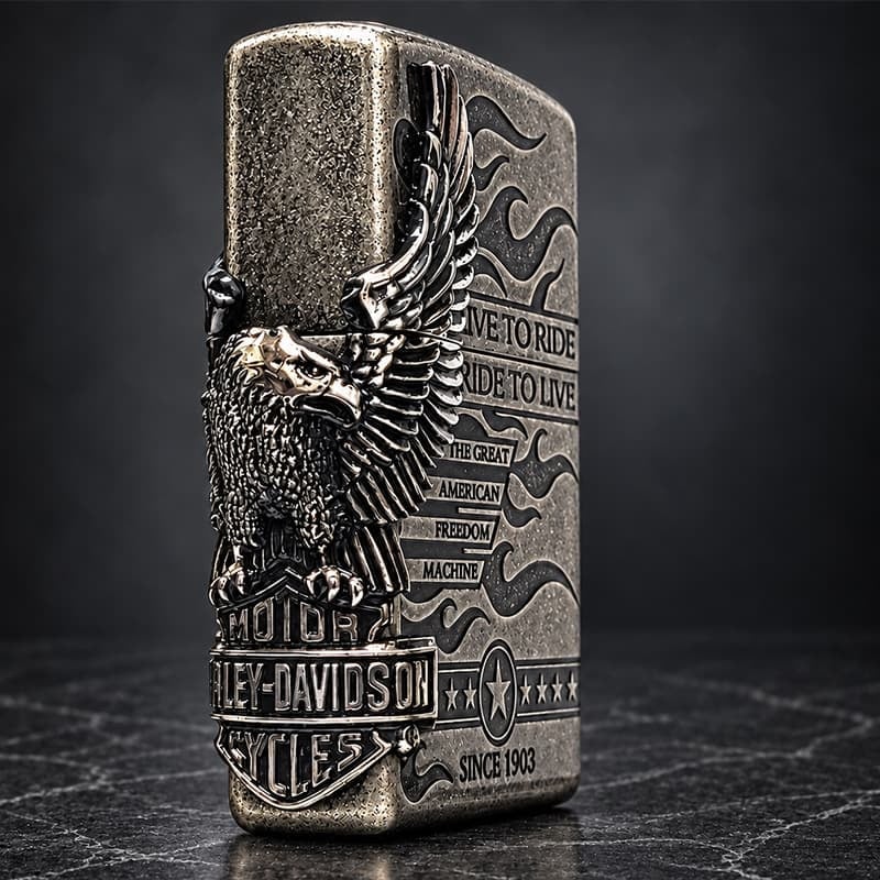 ZIPPO ハーレー ダビッドソン ジッポ ライター アンティークシルバー 銀古美 3面大型メタル 鷲 HARLEY-DAVIDSON 日本国内限定モデル かっこいい メンズ ギフト