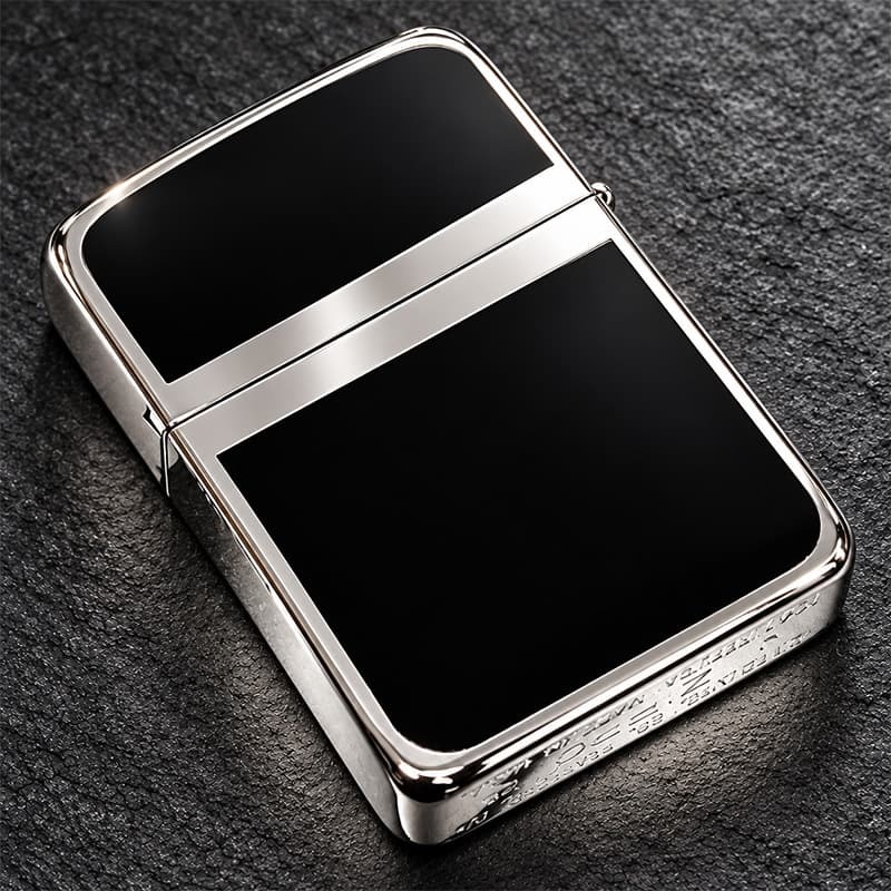 ZIPPO ライター ジッポ 1941 復刻 レプリカ シルバー＆ブラック 黒銀 スタンダード 両面加工 かっこいい おしゃれ シンプル 丸角 メンズ ギフト
