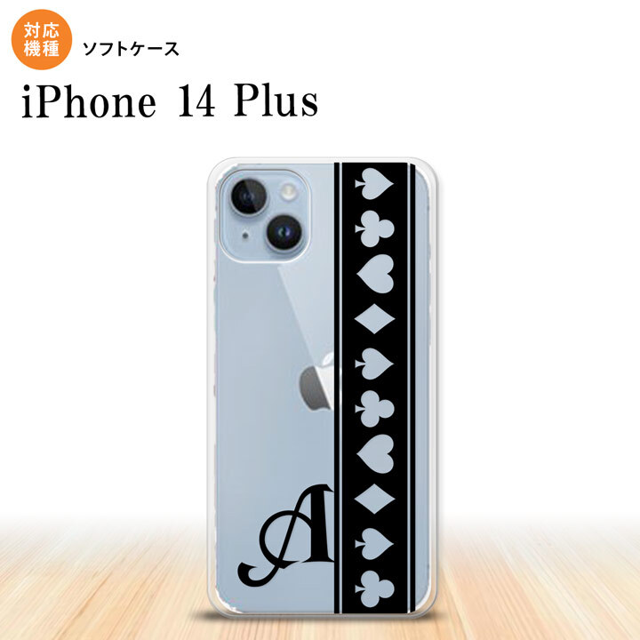 iPhone14 plsu iPhone14 plsu スマホケース 背面ケースソフトケース トランプ 帯 黒 クリア +アルファベット 2022年 10月発売 nk-i14pl-tp528i