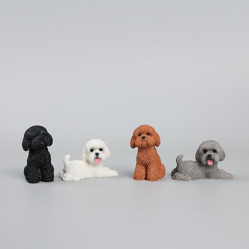 犬 置物 2個セット ミニチュア トイプードル テディ オブジェ 樹脂製 かわいい アニマル 車載 インテリア ダッシュボード 卓上 飾り 小型 デコレーション 雑貨 プレゼント