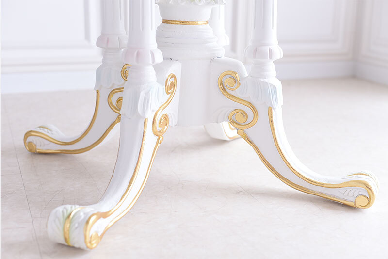 テーブル 6人用 幅160cm ダイニングテーブル 楕円形 チェア ROCOCO ダイニングセット 7点セット 160cm 楕円 ガラス付 イタリア製チェア ロココ調 姫系 猫脚 アンティーク調 ヨーロピ 新生活
