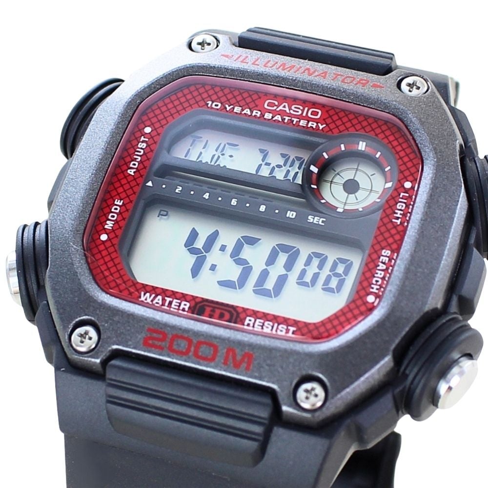 箱なし カシオ 腕時計 メンズ CASIO ブラック レッド デジタル 200m防水 10年電池 ワールドタイム ストップウォッチ タイマー アラーム LEDライト スポーツ アウトドア 海外モデル 逆輸入 誕生日 プレゼント ギフト 成人 卒業 入学