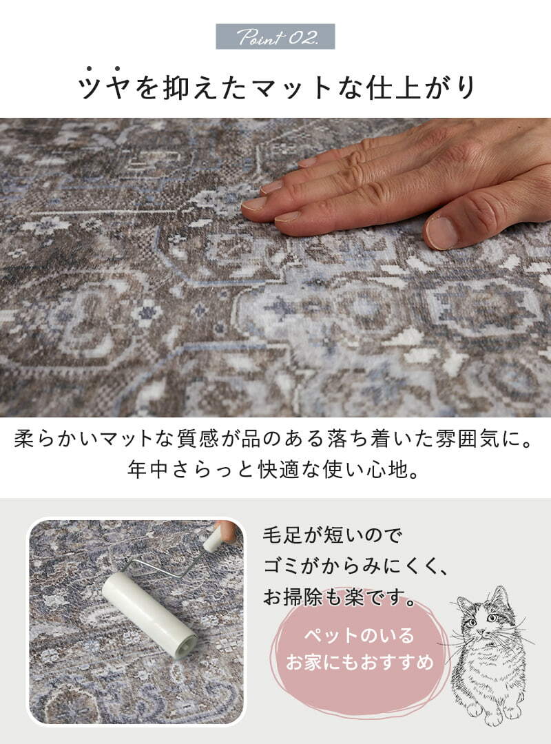 夏ラグ 夏用カーペット ラグ ラグマット ペルシャ風 洗える おしゃれ かわいい 北欧 カーペット 長方形 正方形 ペルシャ 絨毯 柄 デザイン 滑り止め付き ホットカーペット対応 オールシーズン 冬用 冬ラグ ヴィンテージ風プリントラグ1畳 2畳 3畳
