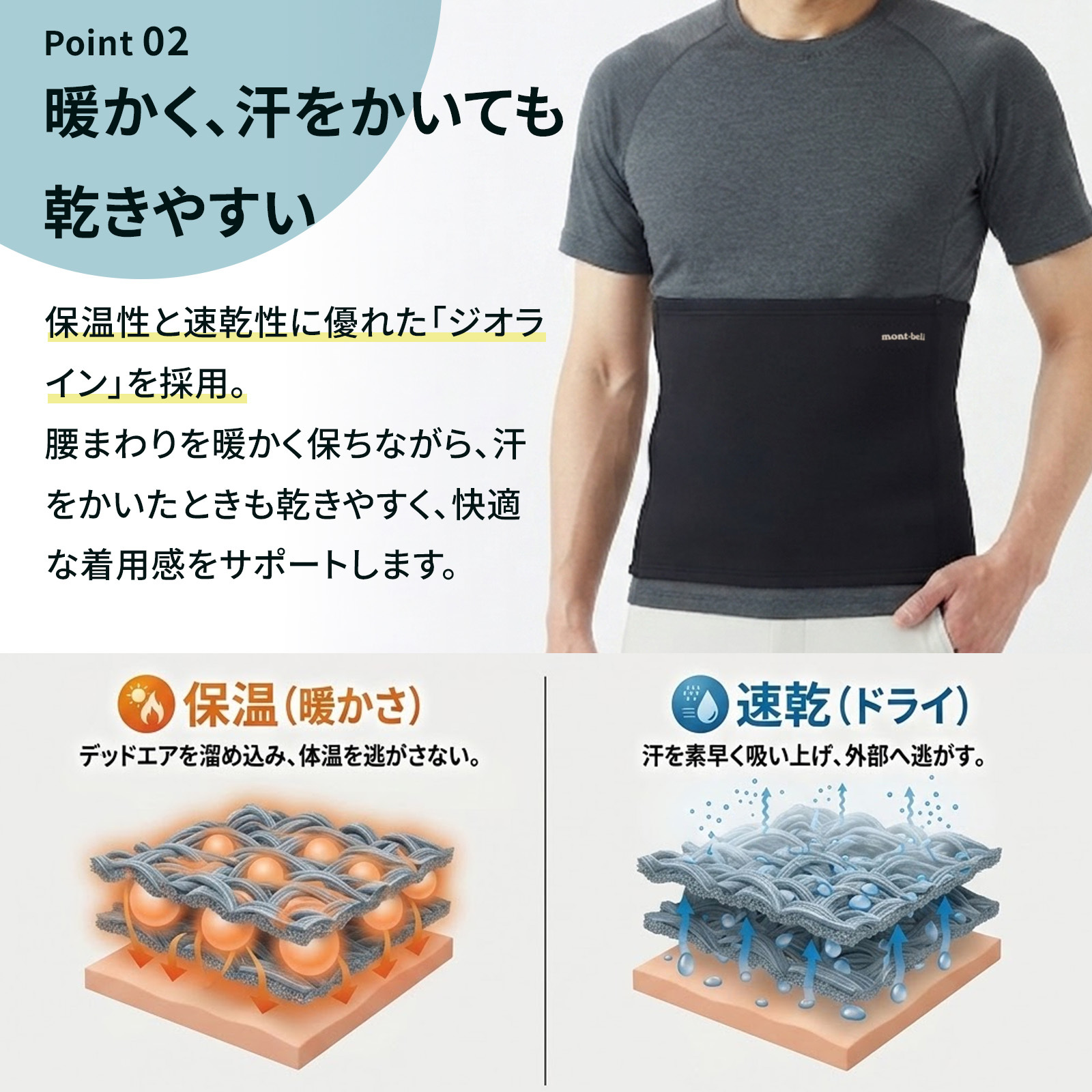 【ラッピング無料】モンベル ジオライン サイドジップ ウエストウォーマー EXP. L.W. 腹巻き 男女兼用 厚手 薄手 #1107719 #1107864 防寒 ギフト キャンプ アウトドア用 