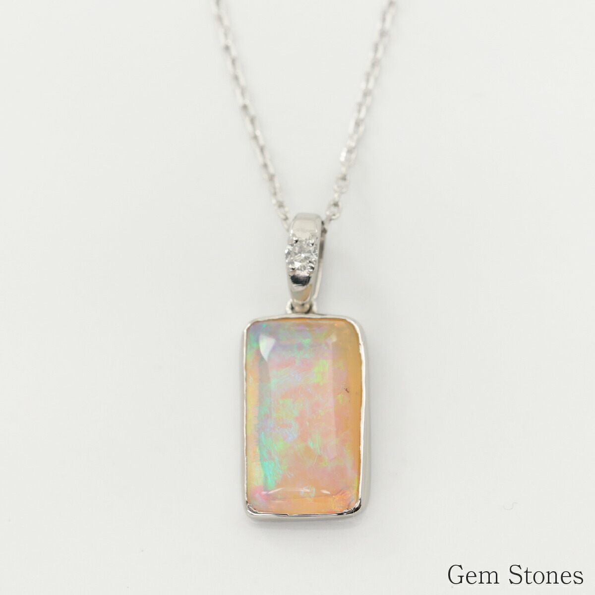 オパール ネックレス 1.376ct ダイヤモンド プラチナ Pt900 ペンダント シンプル エレガント 上品 レディース 宝石 ダイヤ 一粒 一石 ジュエリー 10月 誕生石 プレゼント