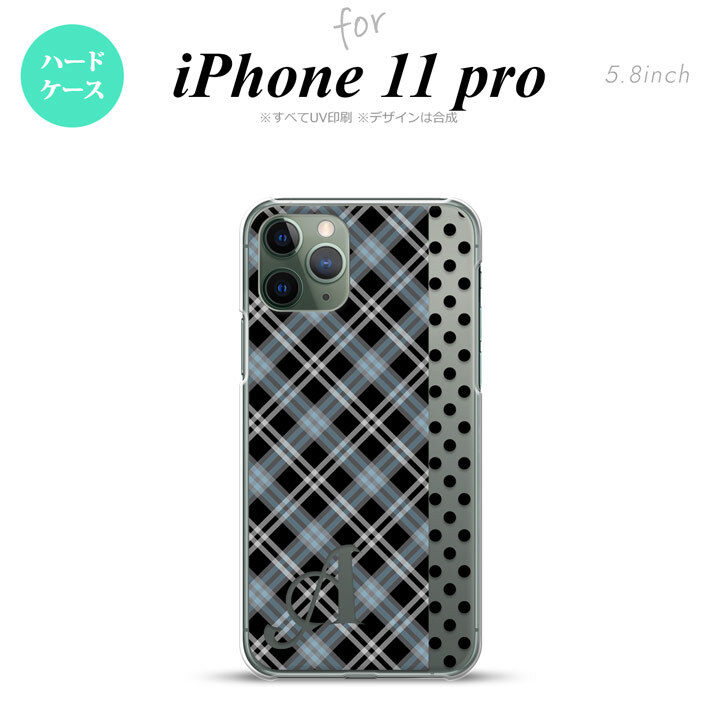 iPhone11Pro iPhone11 Pro スマホケース ハードケース タータン ドット 黒 +アルファベット メンズ レディース nk-i11p-1535i