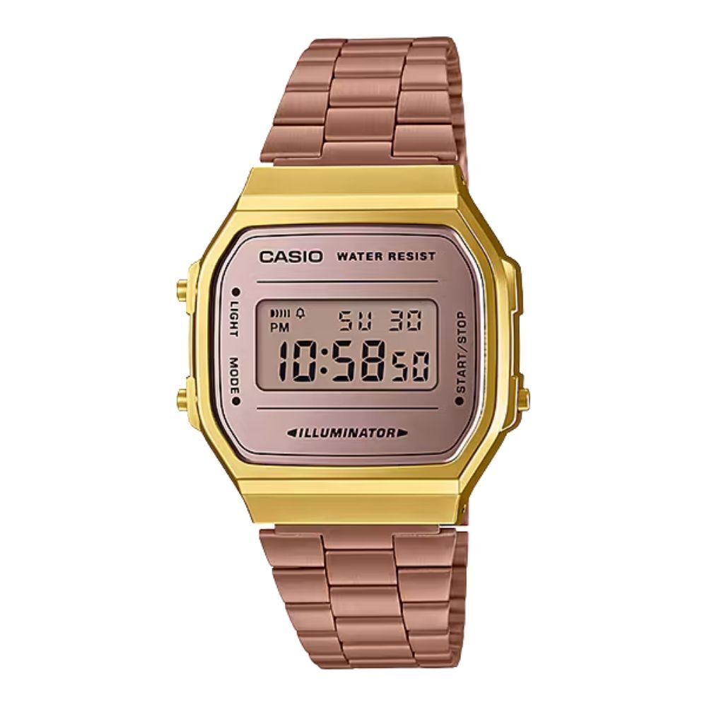 希少デザイン カシオ 腕時計 メンズ レディース ローズゴールド パープル CASIO A168 海外モデル レトロ デジタル チプカシ ミラー プレゼント ギフト 収納ケース付き 成人 卒業 入学