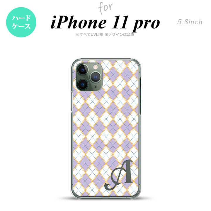 iPhone11Pro iPhone11 Pro スマホケース ハードケース アーガイル 紫 青 +アルファベット メンズ レディース nk-i11p-1409i