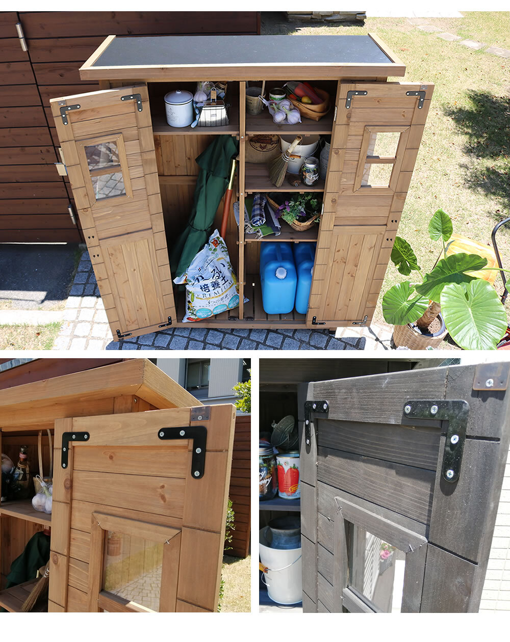 照明 ライト 天然木製カントリー小屋 薄型 物置 倉庫 収納庫 天然木 木製 庭 物入れ おしゃれ 大型 北欧 ナチュラル ガーデニング キャンプ スポーツ 屋外 家具 ブラウン ダークブラウン 木製収納庫 diy 物置小屋 キット 棚 木目調 新生活