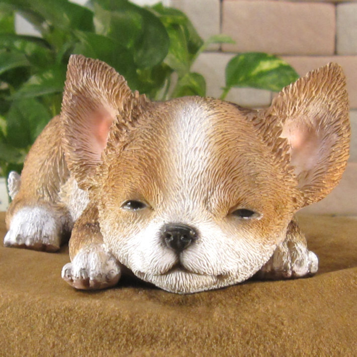犬　置物 リアル　ウトウト・ねむねむ　チワワ　いぬ　動物オブジェ　ガーデン　オーナメント　店舗　カウンター　装飾　オブジェ　インテリア　玄関先　庭　犬好きさん人気ギフト　動物人気ギフト　クリスマスプレゼント　お誕生日祝い　母の日人気　父の日人気　敬老の日人気