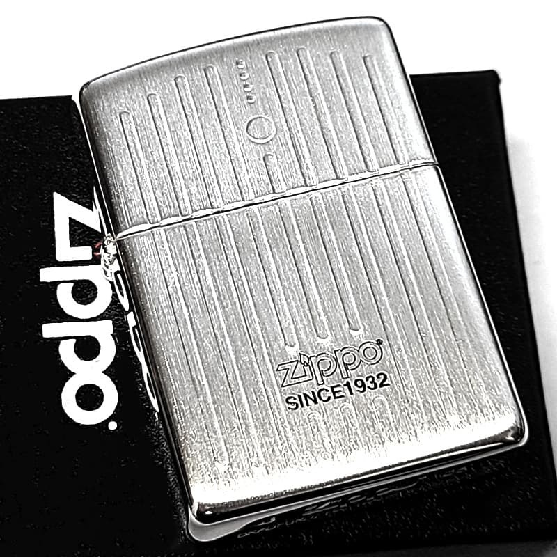 ZIPPO アーマー Lineage 1932 Vertical ジッポ ライター おしゃれ エングレービング サテンシルバー 縦ライン 彫刻 ロゴ かっこいい ギフト メンズ 渋い プレゼント