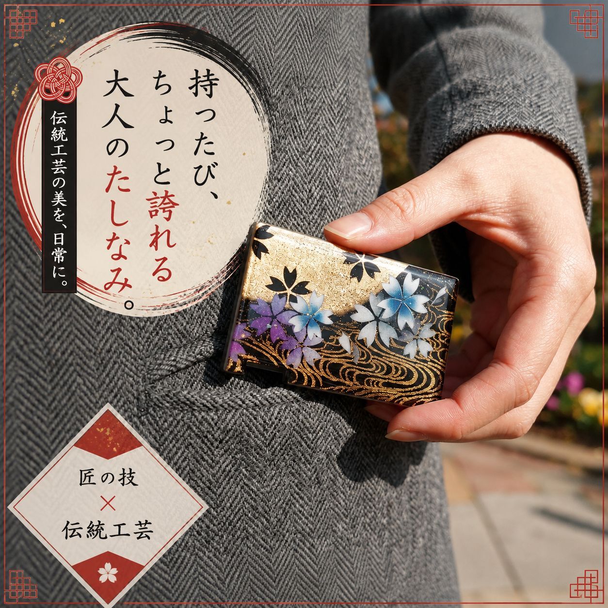 匠の技！和柄ペアMINTIAケース「絵」ミンティア フリスク 名入れ 職人 手作り ハンドメイド 送料無料 伝統工芸 桜 和モダン 和風 和雑貨 ギフト プレゼント
