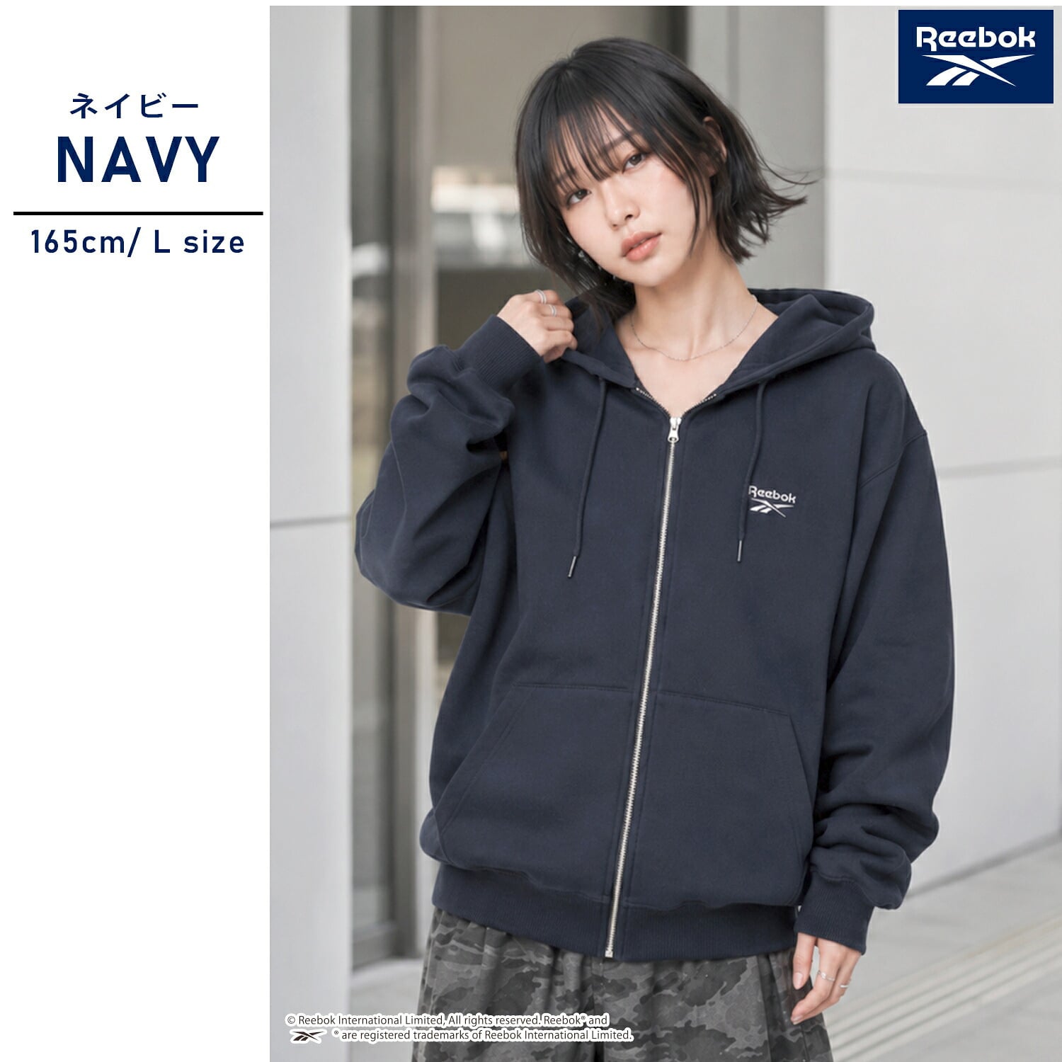 Reebok リーボック ジップパーカー レディース メンズ rm-6105 スウェットパーカー フルジップ 長袖 フーディー 裏起毛 暖かい ロゴ 刺繍 ビッグシルエット オーバーサイズ 羽織り スポーティ カジュアル M L LL 2026FW Karlas 別注