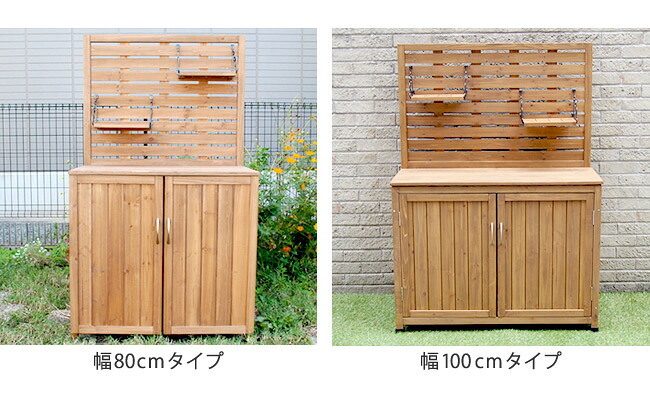 ガーデン エクステリア 天然木 パネル付き収納庫100 倉庫 屋外 室内 コンテナ ベランダ 木製 作業棚 吊り棚 新生活